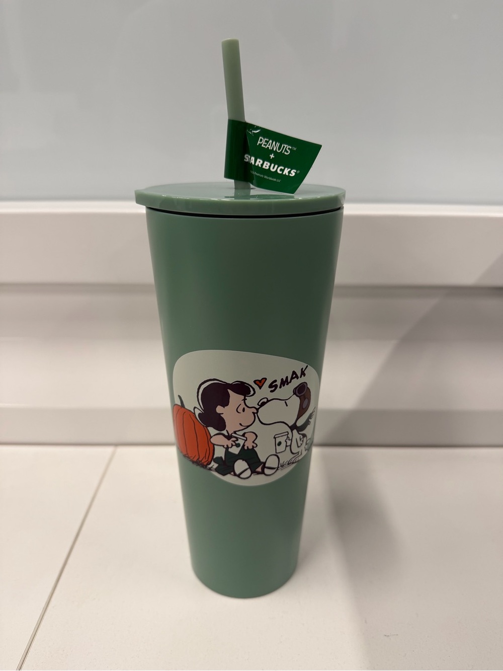 Starbucks Peanuts Stainless Steel Cold Cup showcases Lucy™ and Snoopy™